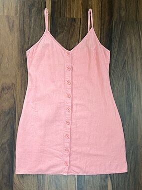 Forever 21 pink linen button down mini dress